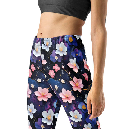 Women’s Comfortable Joggers - Midnight Sakura | Sustainable & Cozy
