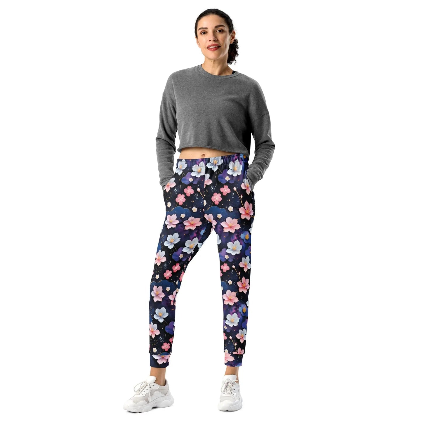 Women’s Comfortable Joggers - Midnight Sakura | Sustainable & Cozy