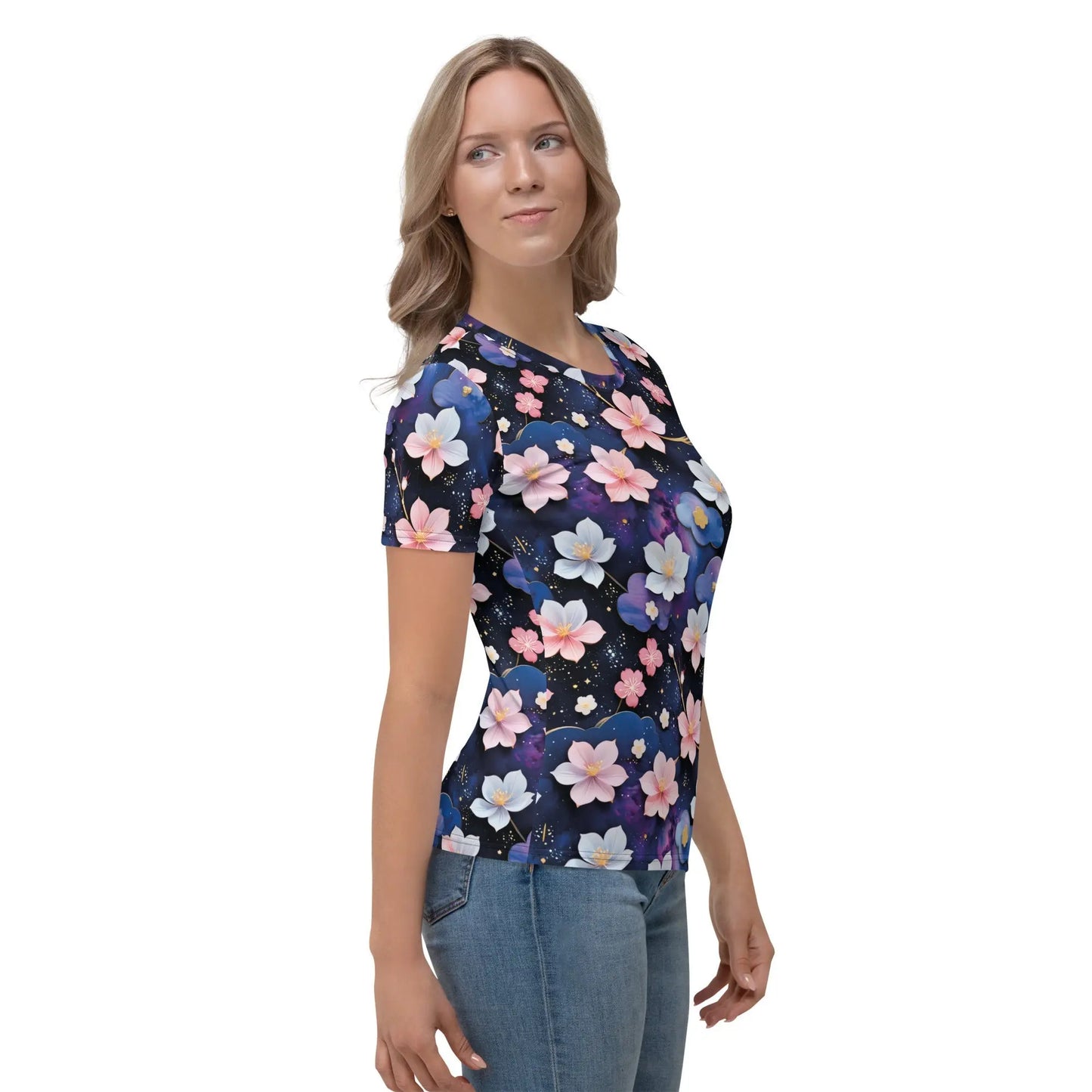 Women’s Crewneck T-shirt - Midnight Sakura | Comfortable & Stylish