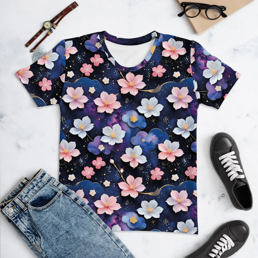Women’s Crewneck T-shirt - Midnight Sakura | Comfortable & Stylish