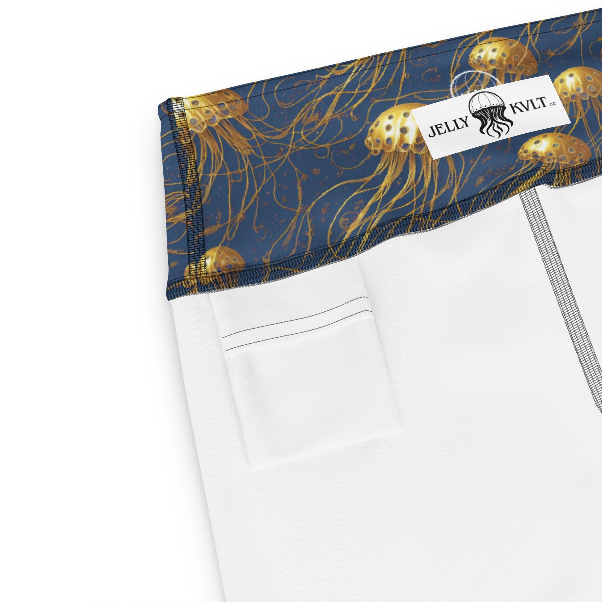 Yoga Leggings - Blue and Gold Jellyfishes | Jelly Kvlt