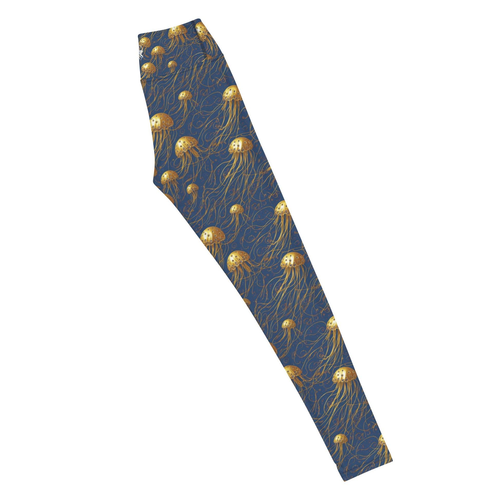 Yoga Leggings - Blue and Gold Jellyfishes | Jelly Kvlt