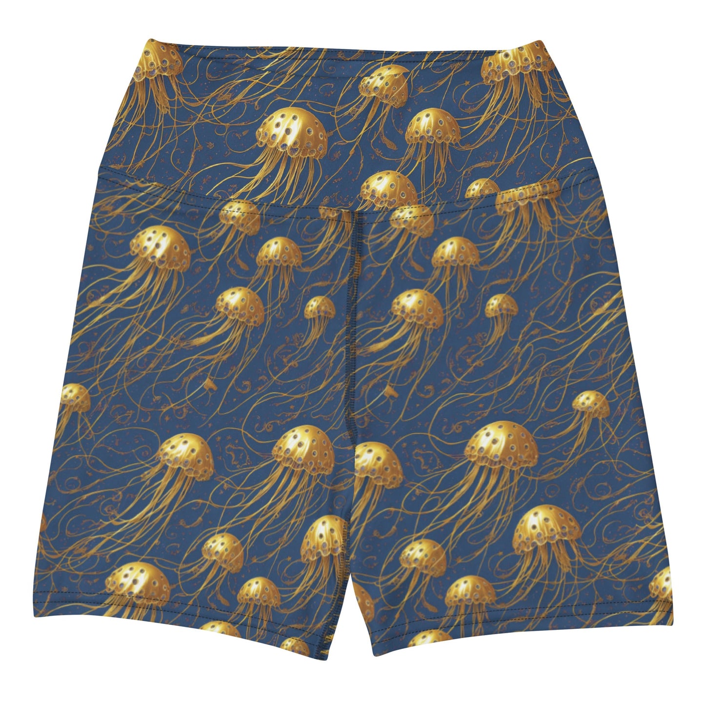 Yoga Shorts - Blue And Gold Jellyfishes | Jelly Kvlt