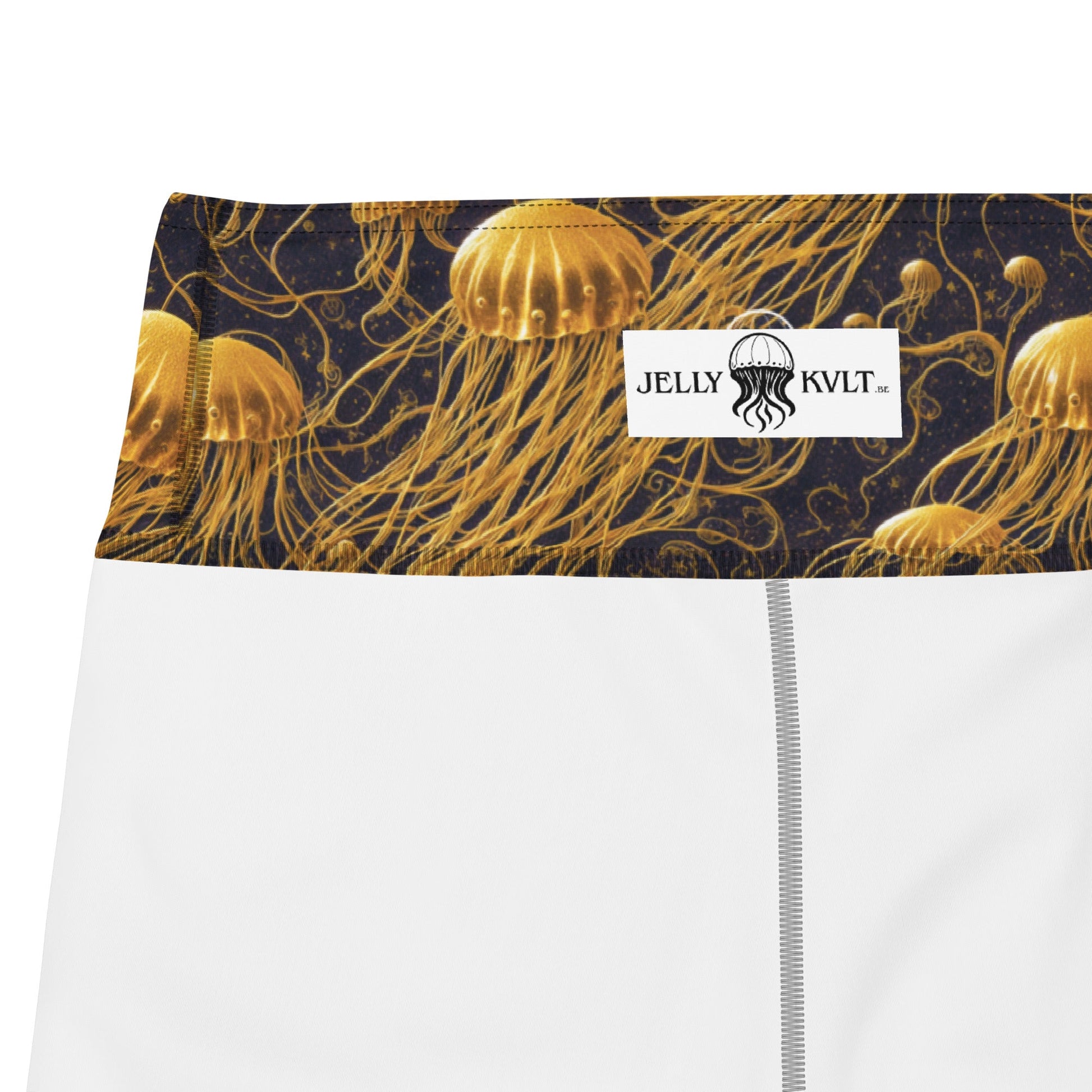 Yoga Shorts - Black And Gold Jellyfishes | Jelly Kvlt