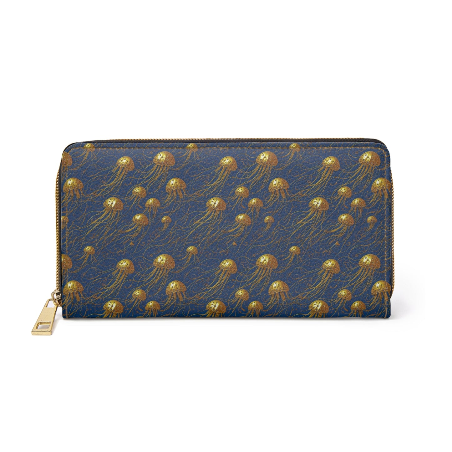 Zipper Wallet - Blue and Gold Jellyfishes - by Jelly Kvlt