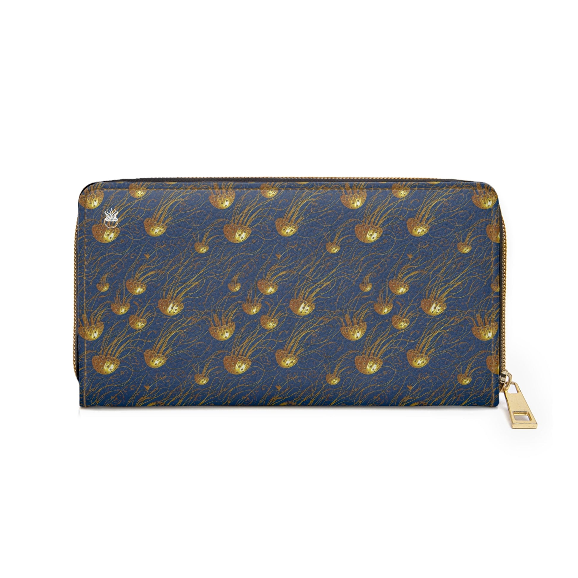 Zipper Wallet - Blue and Gold Jellyfishes - by Jelly Kvlt