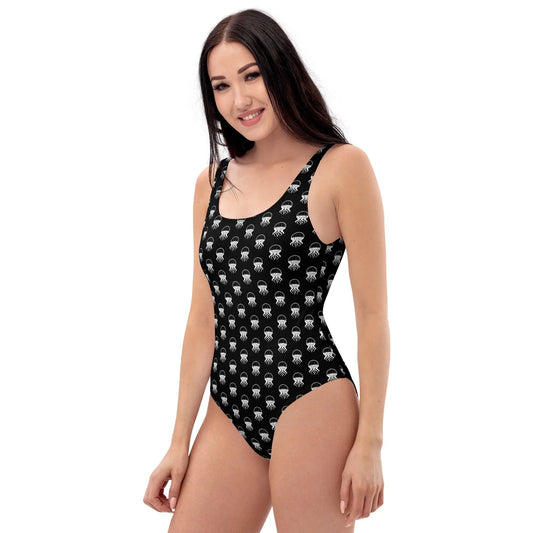 One-Piece Swimsuit - Jellyfish Invaders: Cosmic Style & Comfort