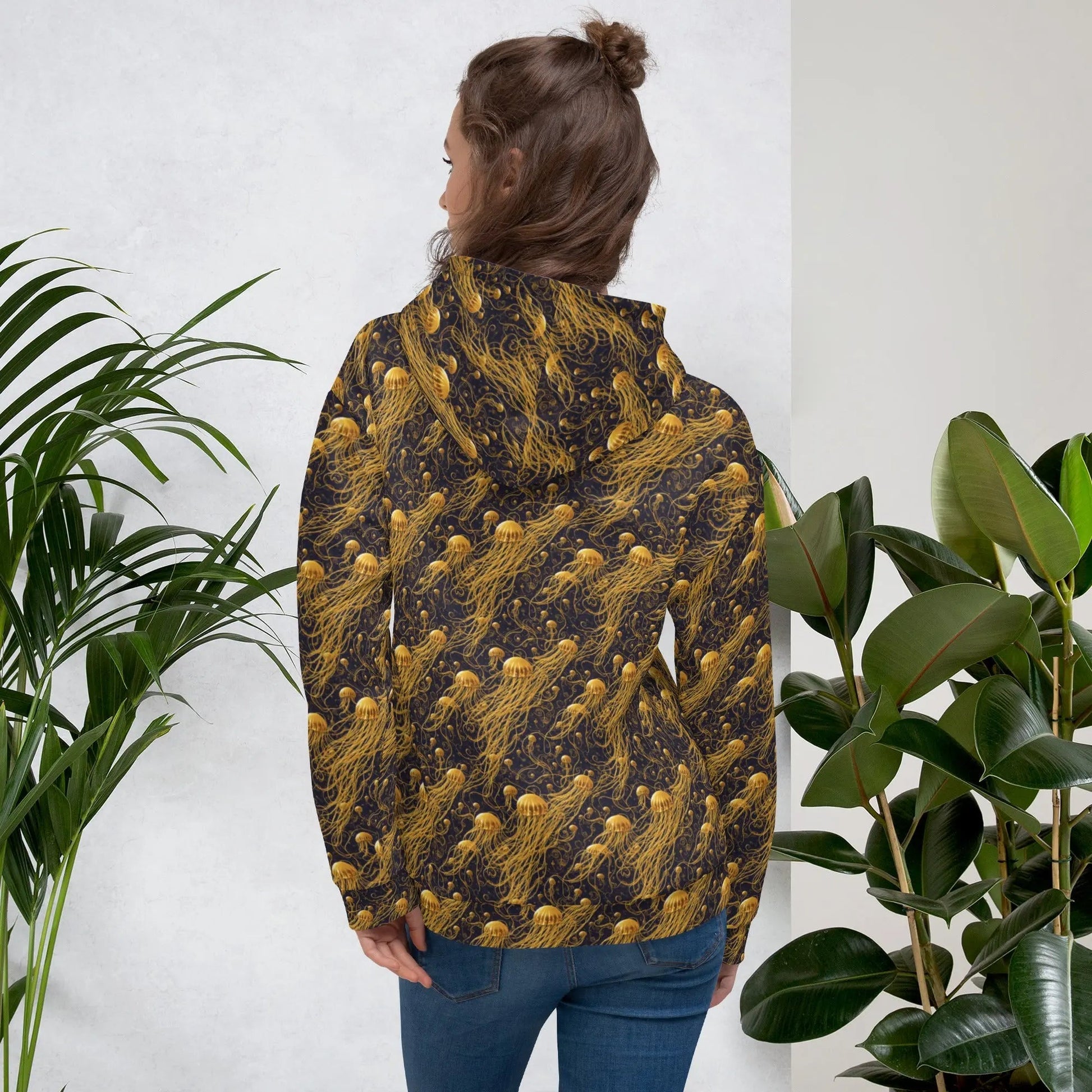 Unisex Comfort Hoodie - Black and Gold Jellyfishes - by Jelly Kvlt