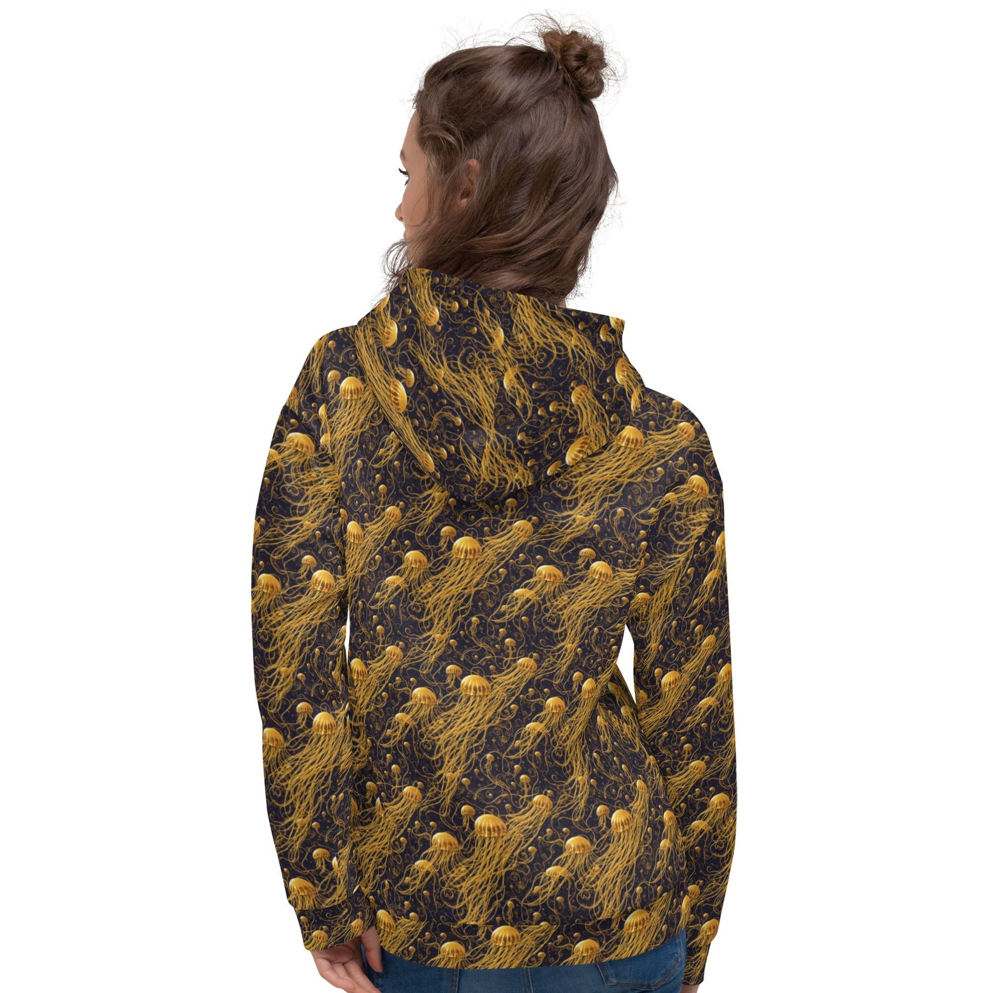 Unisex Comfort Hoodie - Black and Gold Jellyfishes - by Jelly Kvlt