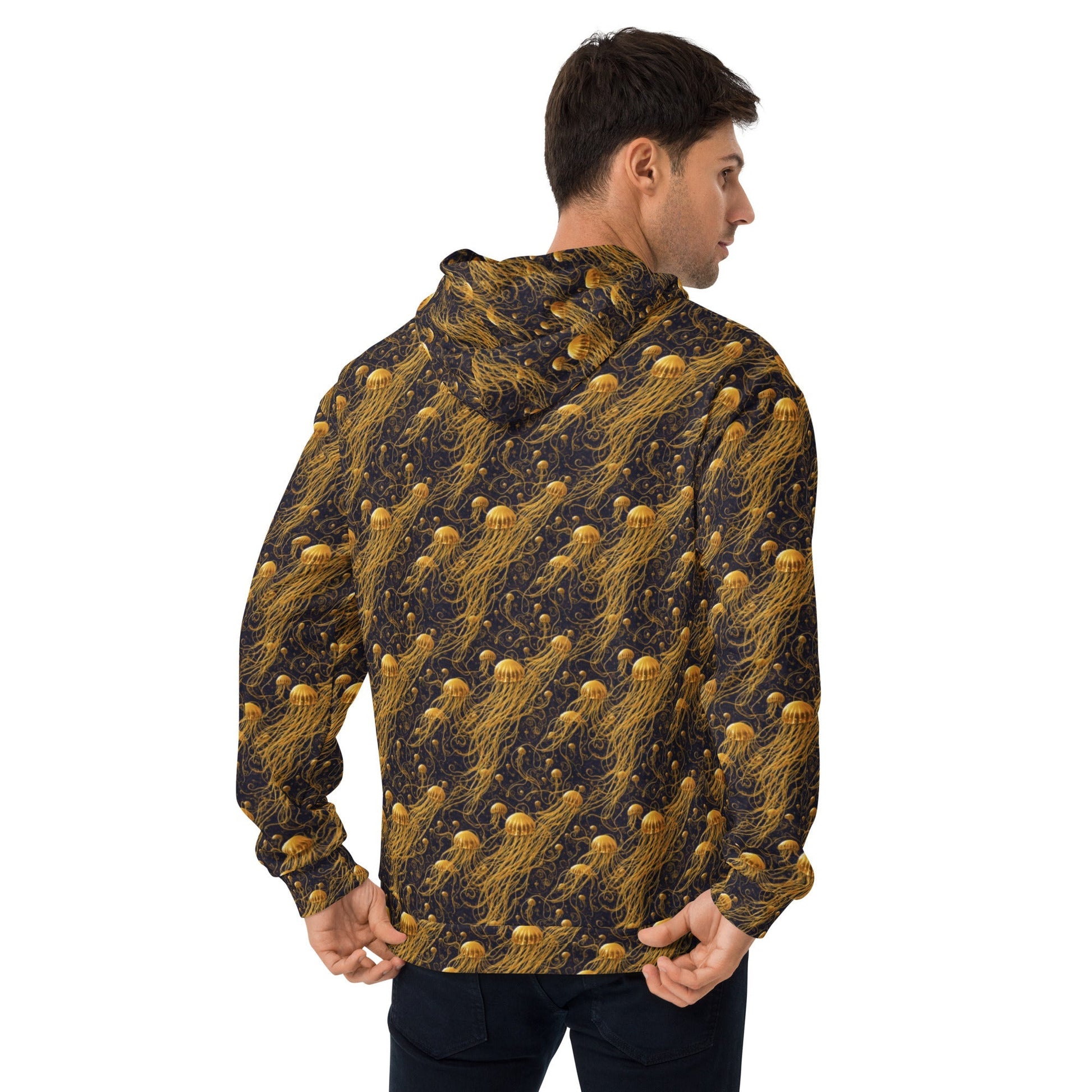 Unisex Comfort Hoodie - Black and Gold Jellyfishes - by Jelly Kvlt