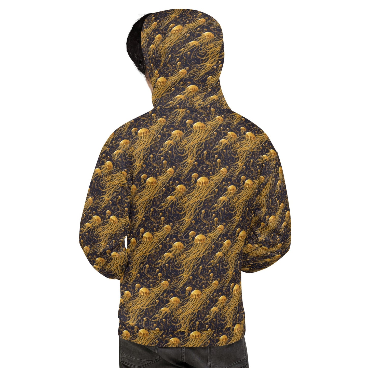 Unisex Comfort Hoodie - Black and Gold Jellyfishes - by Jelly Kvlt