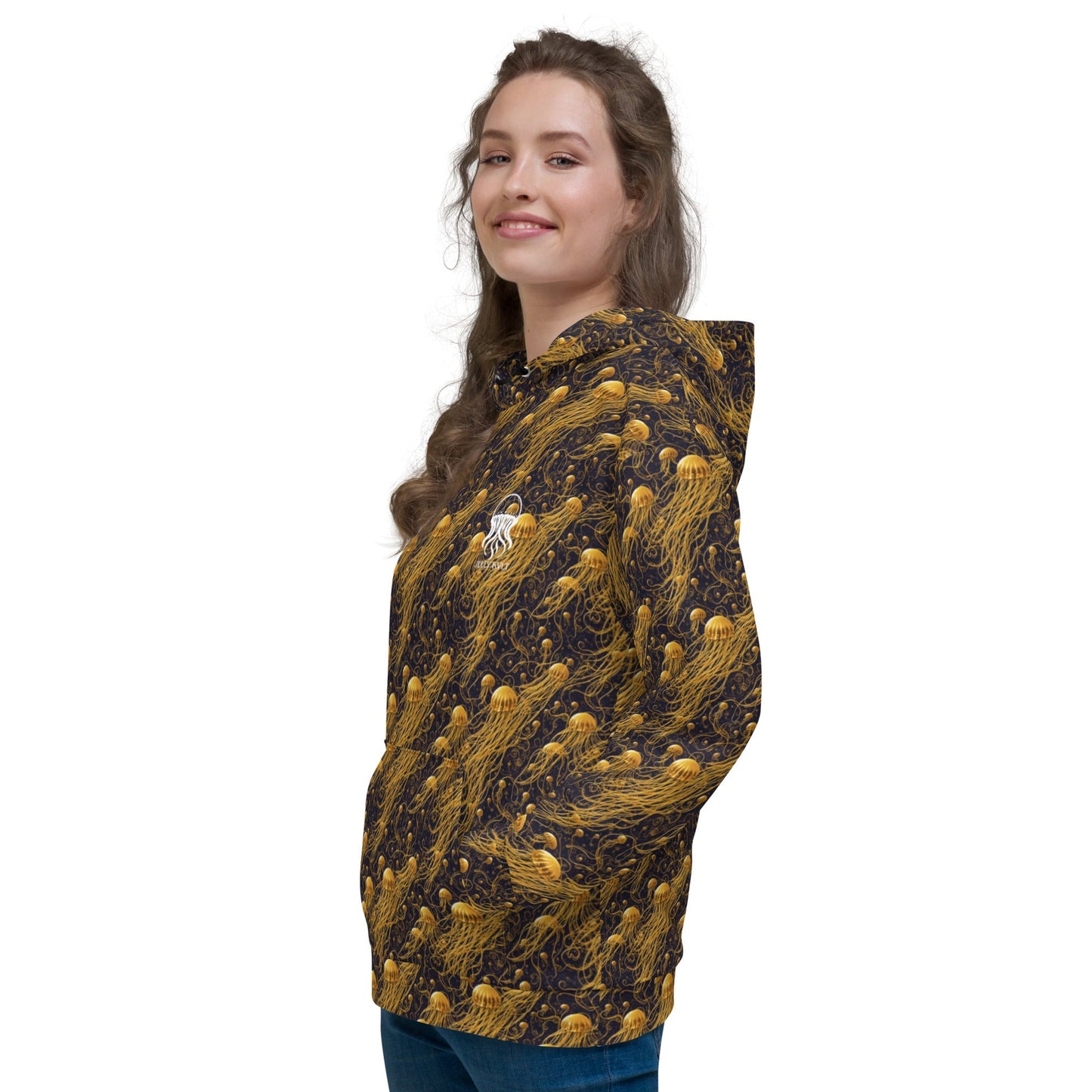 Unisex Comfort Hoodie - Black and Gold Jellyfishes - by Jelly Kvlt