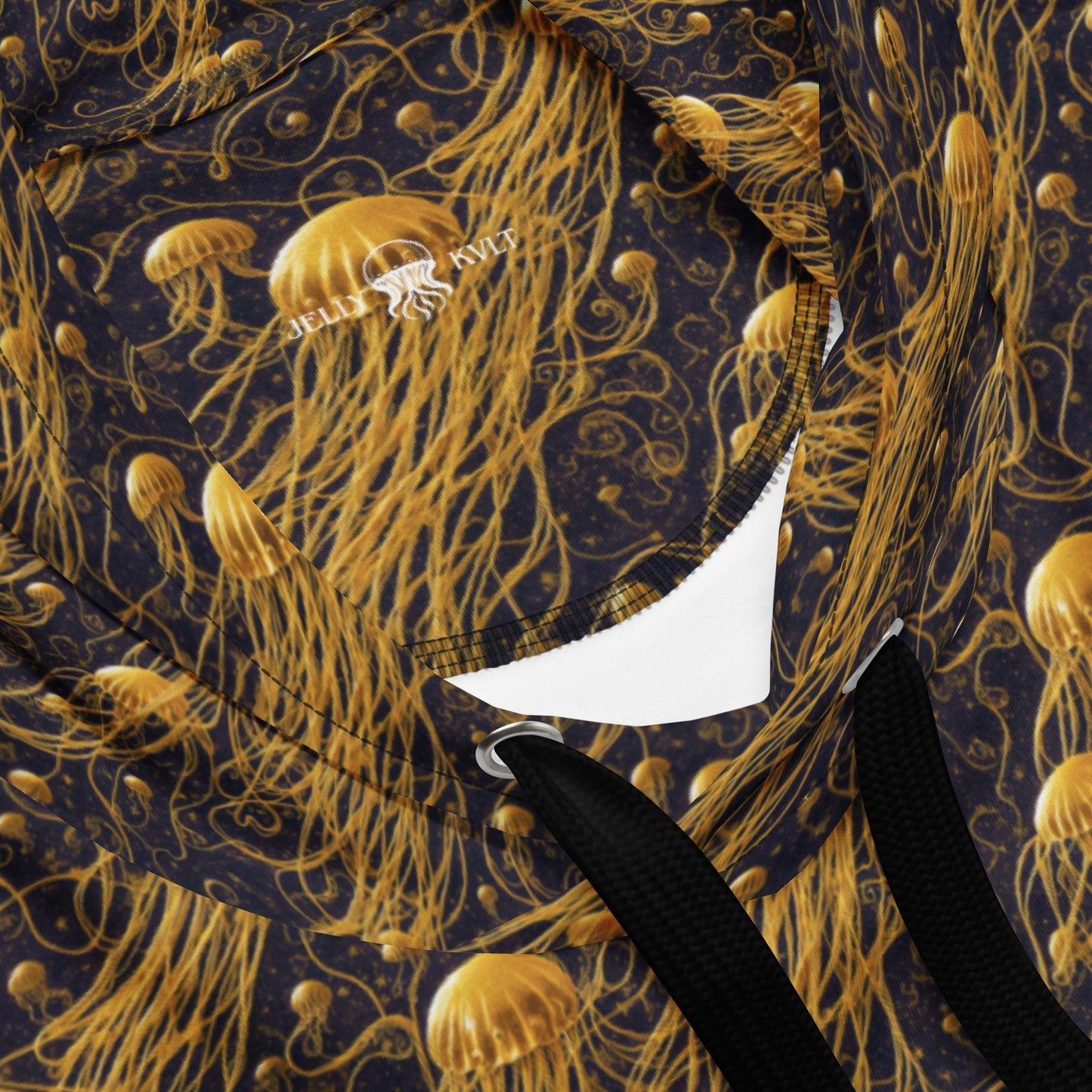 Unisex Comfort Hoodie - Black and Gold Jellyfishes - by Jelly Kvlt
