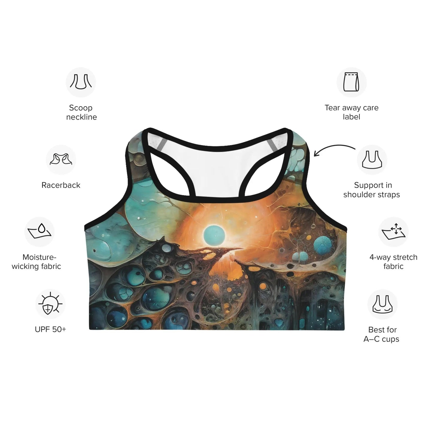 Sports bra - Chthonic Echoes - by Jelly Kvlt